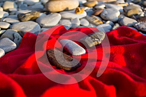 beach accessories on pebble beach