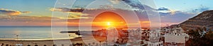 Beach in Agadir city at sunset, Morocco