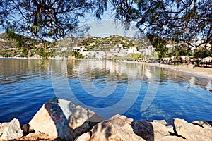 The beach Agioi Apostoloi Petries in Evia, Greece