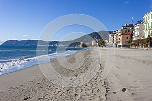 The beach of alassio, in the riviera di ponente coast