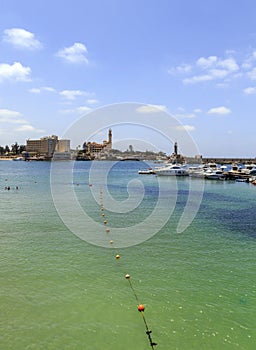 Beach of Alexandria and Al Montaza palace.