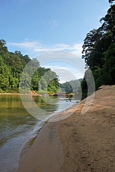 Beach along the river in Taman Negara, Malaysia