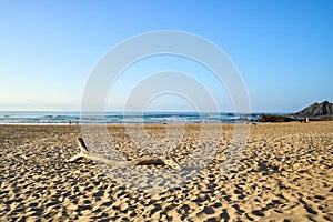 The beach of Amoreira and Aljezur river near Aljezur in Algarve, south of Portugal