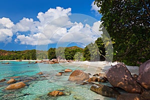 Beach Anse Lazio at island Praslin Seychelles