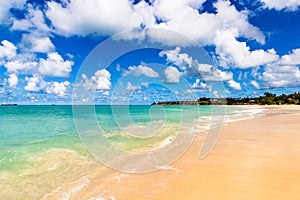 Beach in Antigua and Barbuda Island, West Indies in the Caribbean Sea