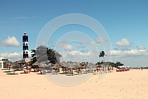 Beach Aracaju, Sergipe, Brazil. Lighthouse Atalaia, umbrella beach - image