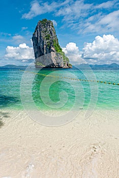 Beach area on Poda Island, vertical photography orientation