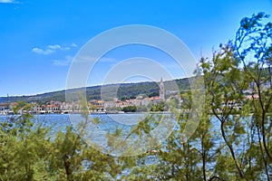 Beach in the area of Supetar. Brac island . Croatia .