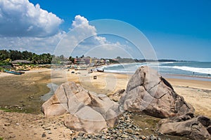 The beach at Mahabalipuram village, Tamil Nadu, India