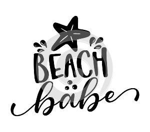 Beach Babe - funny typography with starfish. Good for poster, wallpaper, t-shirt, gift.