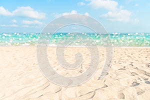 beach background with blur bokeh light of calm sea and sky