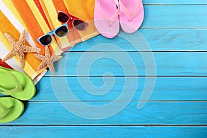 Beach background copy space summer border sunglasses