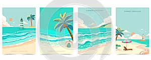 beach background with sea,sand,sky.illustration vector for a4 page design