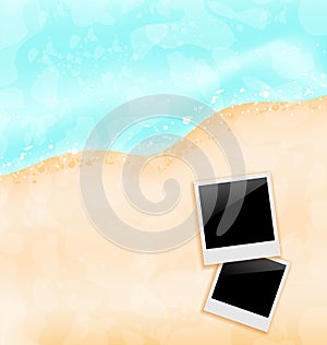 Beach background with set photo frames