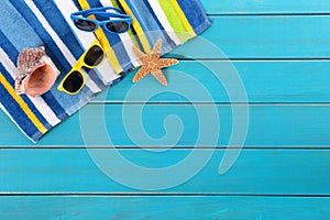 Beach background summer sunglasses sunbathing copy space