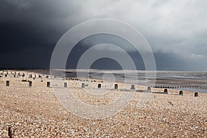 Beach bad weather coast winchelsea england