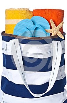 Beach Bag with Towels and Flip Flop