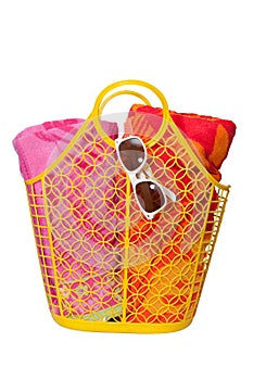Beach Bag, Towels, and Sunglasses
