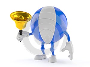 Beach ball character ringing a handbell