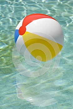 Beach Ball Floating In Swimming Pool Vertical