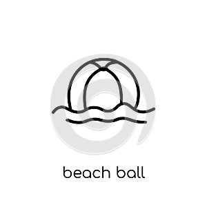 Playa esfera icono. moderno un piso lineal Playa esfera icono en blanco delgado línea a viajar colear 