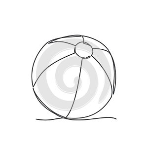 Beach ball One line drawing on white background