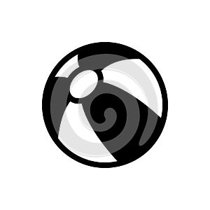 Beach Ball Silhouette Icon. White Black Striped Bouncy Air Beachball Glyph Pictogram. Circle Water Inflatable Beach Ball