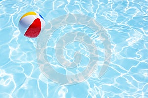 Beach ball in swimming pool background