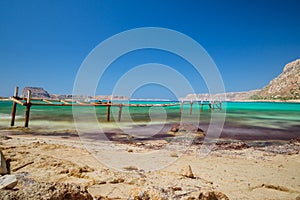 Beach of Balos with sea bridge