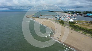 Beach Baltic Sea Port Wladyslawowo Plaza Morze Baltyckie Aerial View Poland