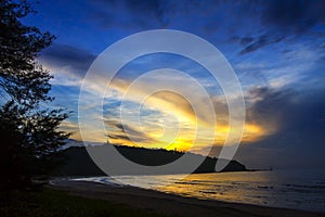 Beach Ban Krut Beach, sunrise silhouette