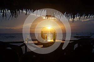 Beach bar with sunset view