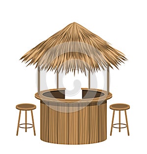 Beach Bar Thatch. Vintage Lounge Cafe Isolated