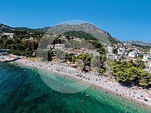 Beach in Bar town located on the Adriatic sea in Montenegro