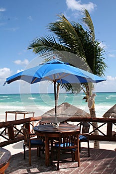 Beach Bar at Tulum Resort in Cancun Bay - Mexico