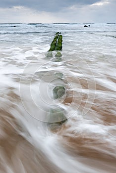 Beach of Barrika at low tide, Bizkaia, Spain