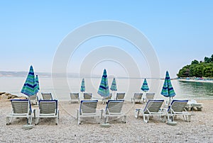 Beach in Baska Voda (Croatia) in the morning.