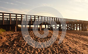 Beach, Bay and Pier Views of Wooden Pier