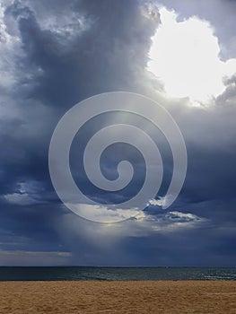 Beach, beach clouds and bad weather, sea bad weather and clouds to rain