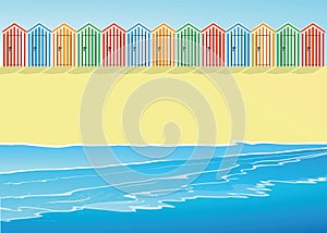 Beach with beach huts