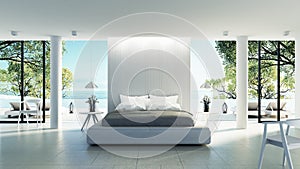 Beach bedroom interior - Modern & Luxury vacation / 3D render