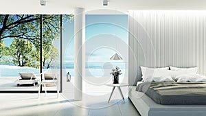 Beach bedroom interior - Modern & Luxury vacation / 3D render