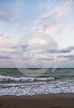 Beach on the Black Sea coast at sunset