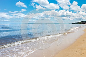 Beach of the Black Sea in Sinemorets, Bulgaria.View of coast near Sinemorets in Bulgaria..