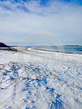 Beach after blizzard