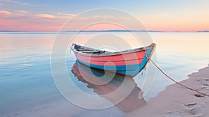 Beach, Boat, Dawn in coastal morning