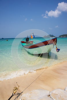 Beach with boat on Ko Tao island,thailand