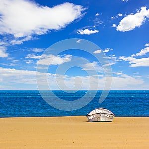 Beach with boat wreck