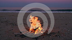 Beach Bonfire with Beautiful Sunset or sunrise