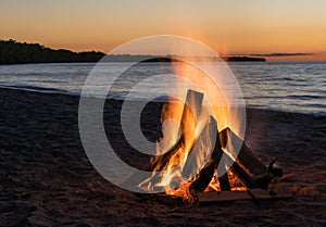 Beach Bonfire at Sunset